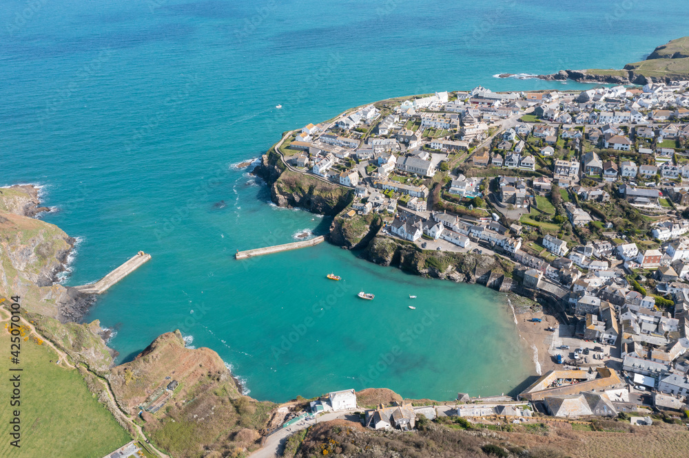 Aerial photograph of Port Isaac, Cornwall, England.