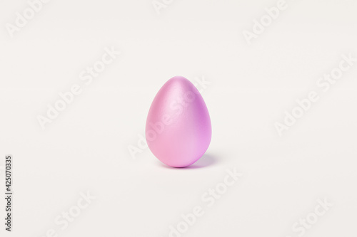 Pink colorful Easter egg on white background, spring April holidays card, 3d illustration render © Frostroomhead