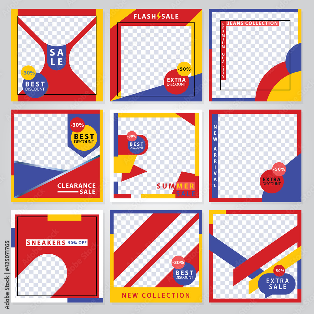 9 Slides modern promotion square web banner for social media. modern banner designs. Vector illustration 9 Slides modern promotion square web banner for social media. modern banner designs. Vector illustration