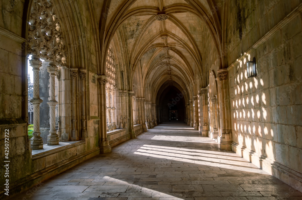 The Cloister of catholic monastery of Alcobasa, Portugal.