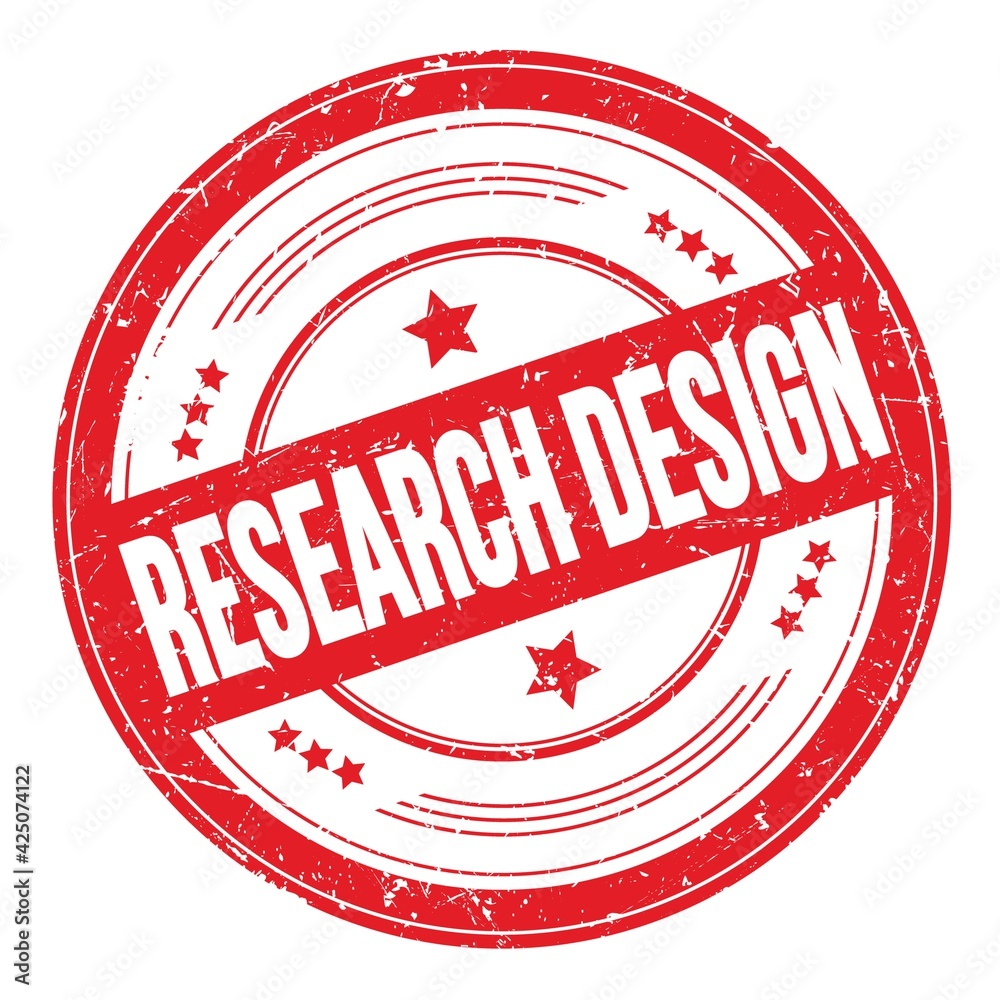 RESEARCH DESIGN text on red round grungy stamp. RESEARCH DESIGN text on red round grungy stamp.