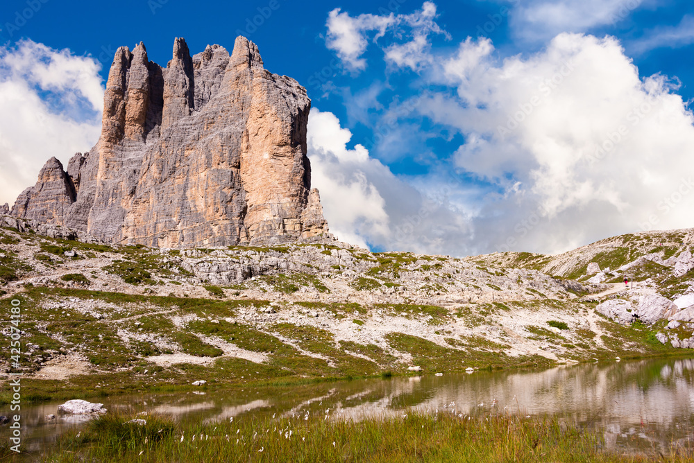 Fototapeta premium Tre cime di Lavaredo mountain peaks in Italy, a famous travel destination in Dolomite mountains