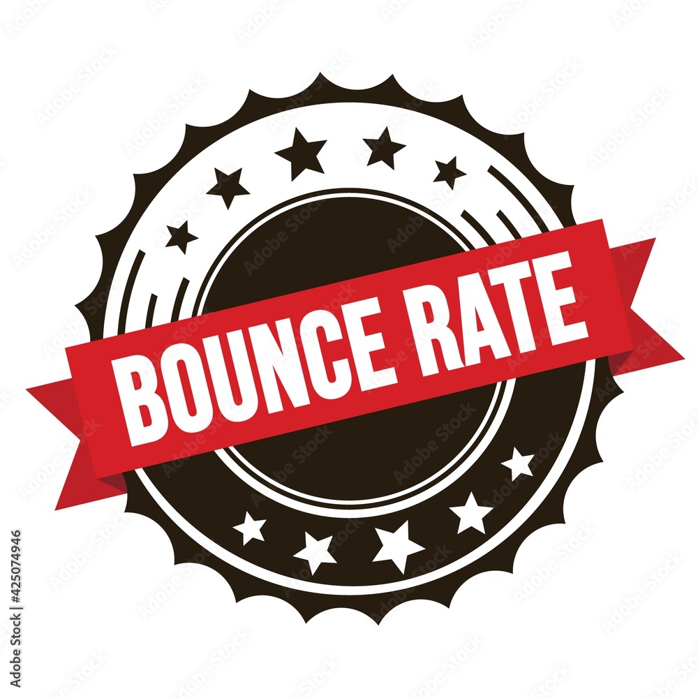 BOUNCE RATE text on red brown ribbon stamp. BOUNCE RATE text on red brown ribbon stamp.