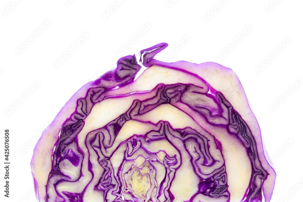 Fototapeta premium purple cabbage cut isolated on white background