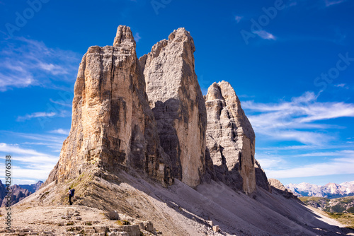 Tre cime di Lavaredo mountain peaks in Italy  a famous travel destination in Dolomite mountains