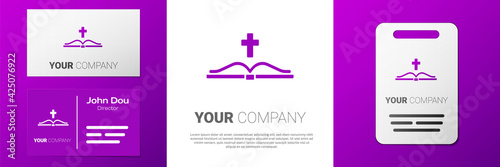 Logotype Holy bible book icon isolated on white background. Logo design template element. Vector