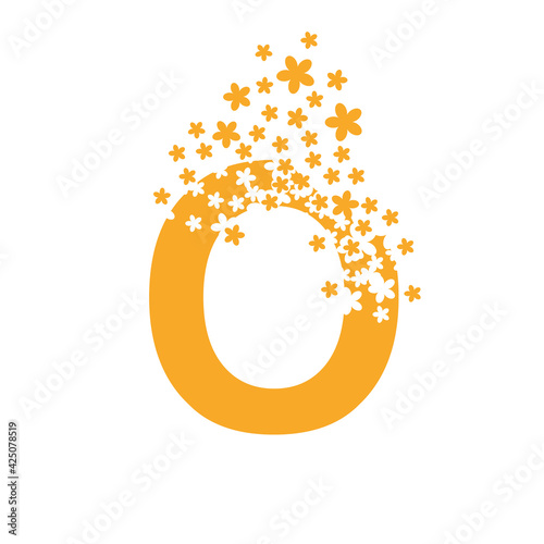 The letter O dissolves into a cloud of flowers