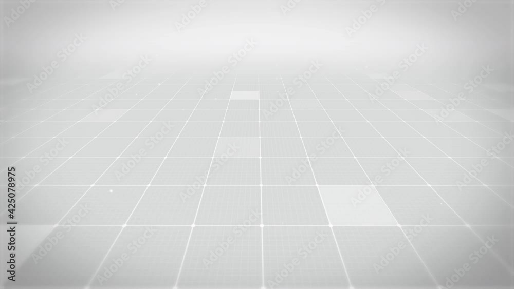 digital grid 3D tile move on background (white grid on gray base)