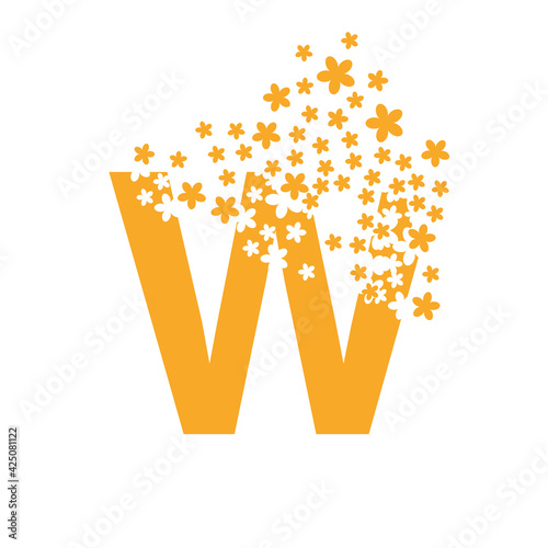 The letter W dissolves into a cloud of flowers