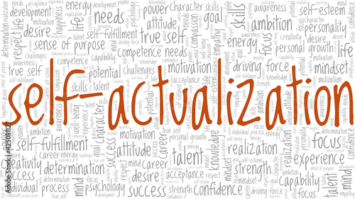 Self-actualization vector illustration word cloud isolated on a white background.