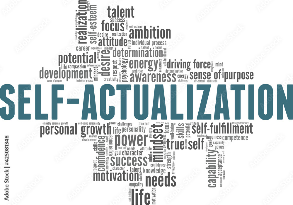 Self-actualization vector illustration word cloud isolated on a white background. Self-actualization vector illustration word cloud isolated on a white background.
