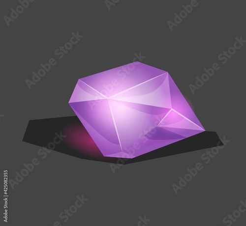 Simple crystal symbol with reflection. Cartoon icon as decoration for games. Isolated .