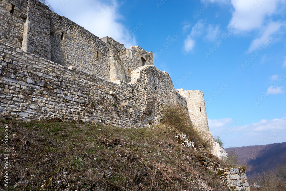 burg hohenurach castle ruins in bad urach on the swabian alb in baden-wuerttemberg, germany