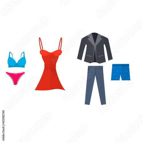 Scattered things. Underwear, vector illustration
