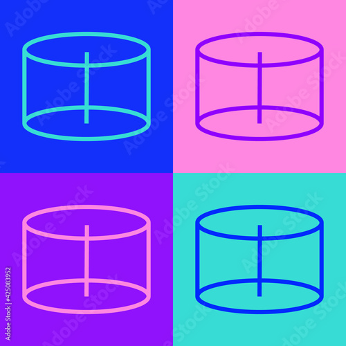 Pop art line Geometric figure Cylinder icon isolated on color background. Abstract shape. Geometric ornament. Vector