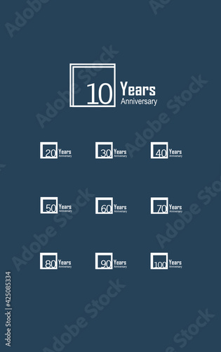 Anniversary Celebration Set Blue Color Vector Template Design Illustration