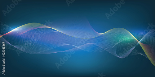 Dynamic flowing of data technology on bright colorful lighting background.Future tech concept.Vector illustrations.