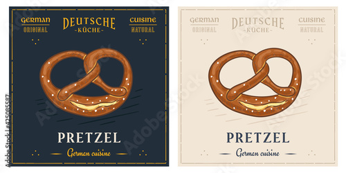 German traditional bread Prezel with salt illustration