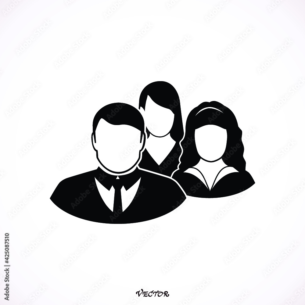 Three people logo friends. Icon Isolated on White Background Three people logo friends. Icon Isolated on White Background