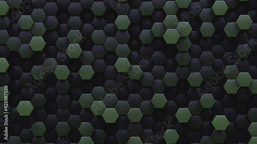 Honeycomb background. Camouflage style. Hexagonal cell rods. © Happyphotons