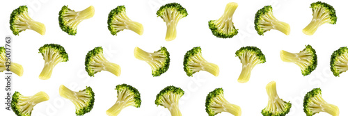 Fresh broccoli isolated on a white background, pattern
