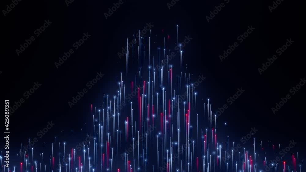 Multicolored red and blue futuristic concept of digital energy data uploading and optical fiber lines background loop