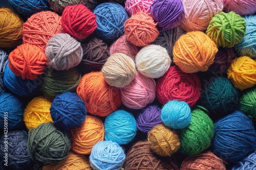 Colorful balls of wool photo