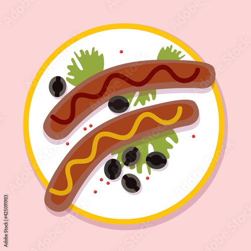 Breakfast. Colored vector illustration on a light background.