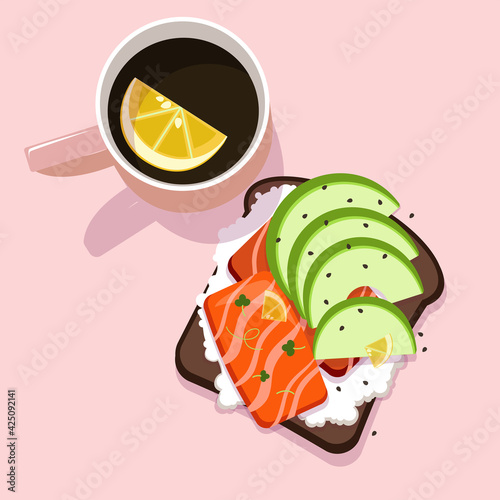 Breakfast. Colored vector illustration on a light background.