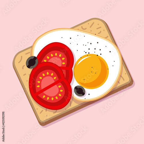 Breakfast sandwich. Color vector illustration on a light background.