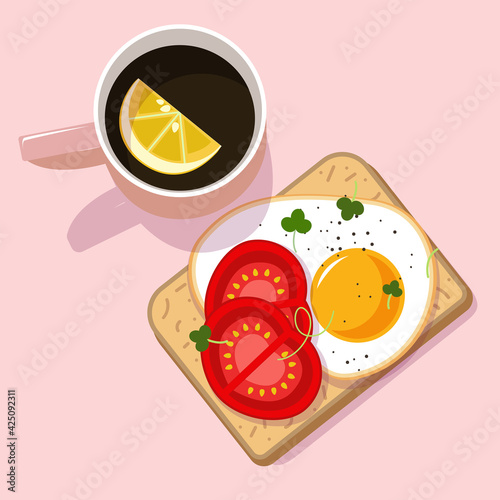 Breakfast. Colored vector illustration on a light background.