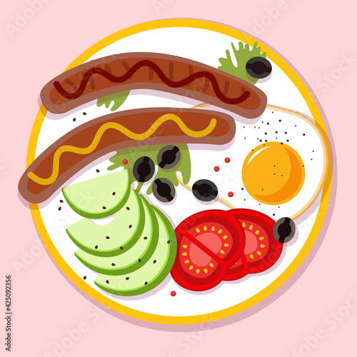 Breakfast. Colored vector illustration on a light background.