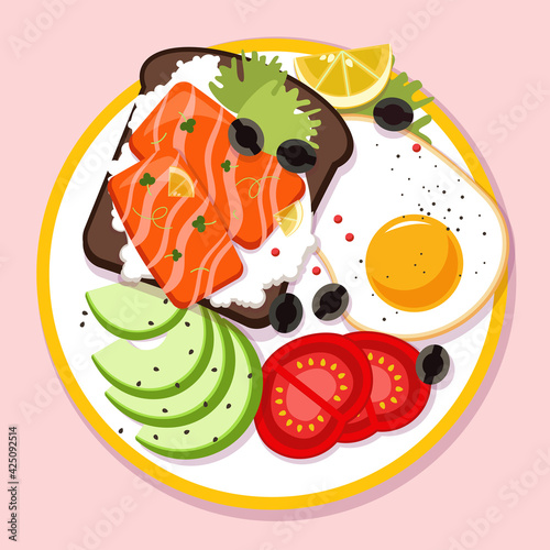 Breakfast. Colored vector illustration on a light background.