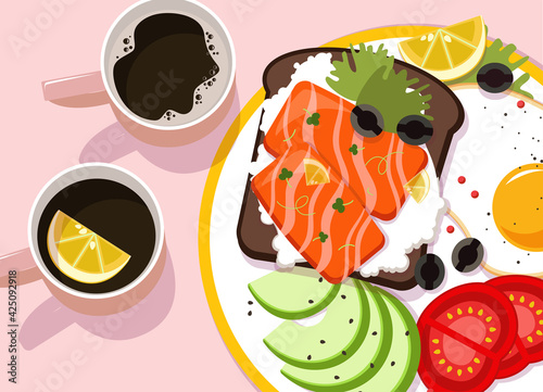 Breakfast. Colored vector illustration on a light background.