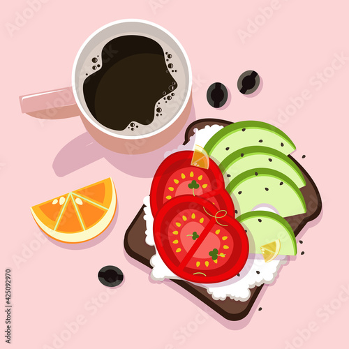 Breakfast. Colored vector illustration on a light background.