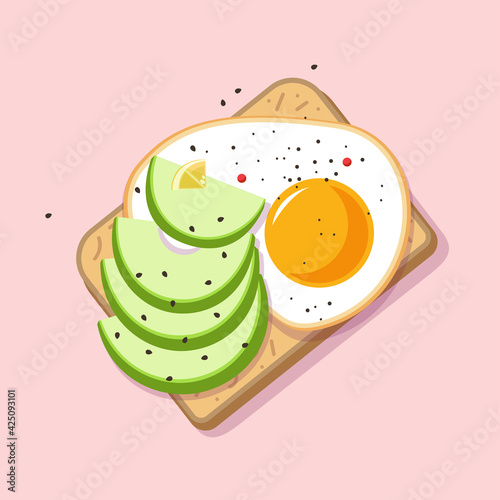 Breakfast sandwich. Color vector illustration on a light background.