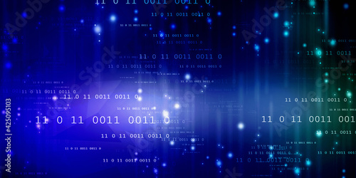 2d illustration abstract digital binary data on computer screen