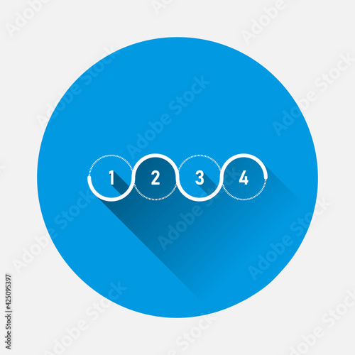 Vector business graph icon on blue background. Flat image with long shadow.