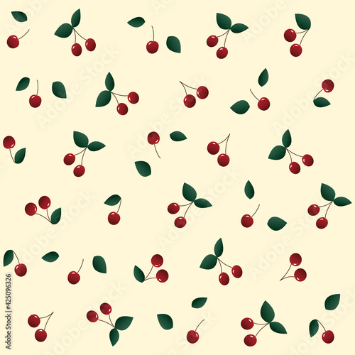 Seamless pattern red cherry on light pink background,vector for fashion, wrapping paper, web, wallpaper and all prints 