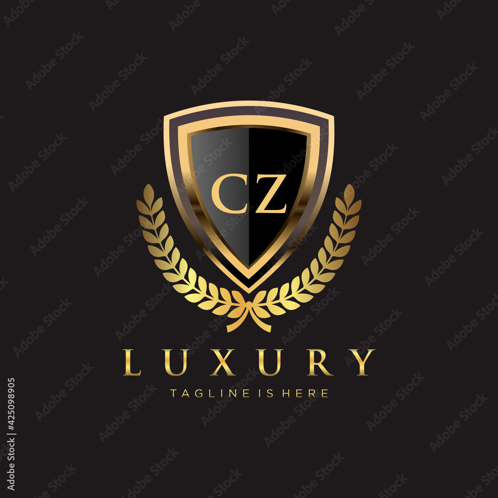 CZ Letter Initial with Royal Luxury Logo Template - obrazy, fototapety, plakaty 