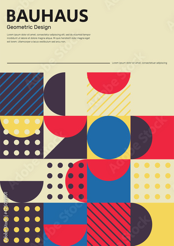 Photo Modern Bauhaus poster design with lettering and pattern