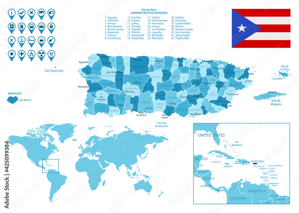 Vektorov Grafika Puerto Rico Detailed Administrative Blue Map With 1000 F 425099384 Cjoa56wdSSDWKIM6H0kX549vptpafFX7 