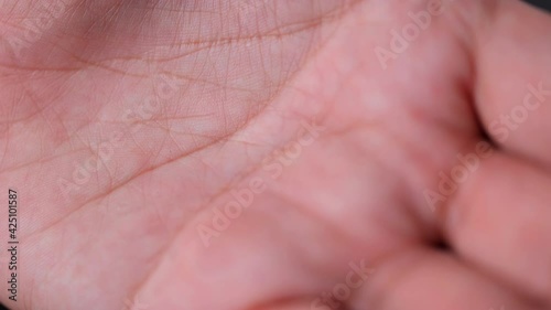 Close up view of a lines on human hand palm