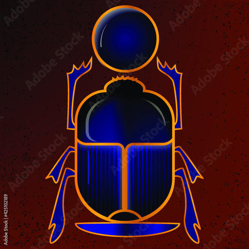 Ancient Egypt simbol, amulet scarab beetles. dung beetle. Scarabaeus. Vector illustration 
