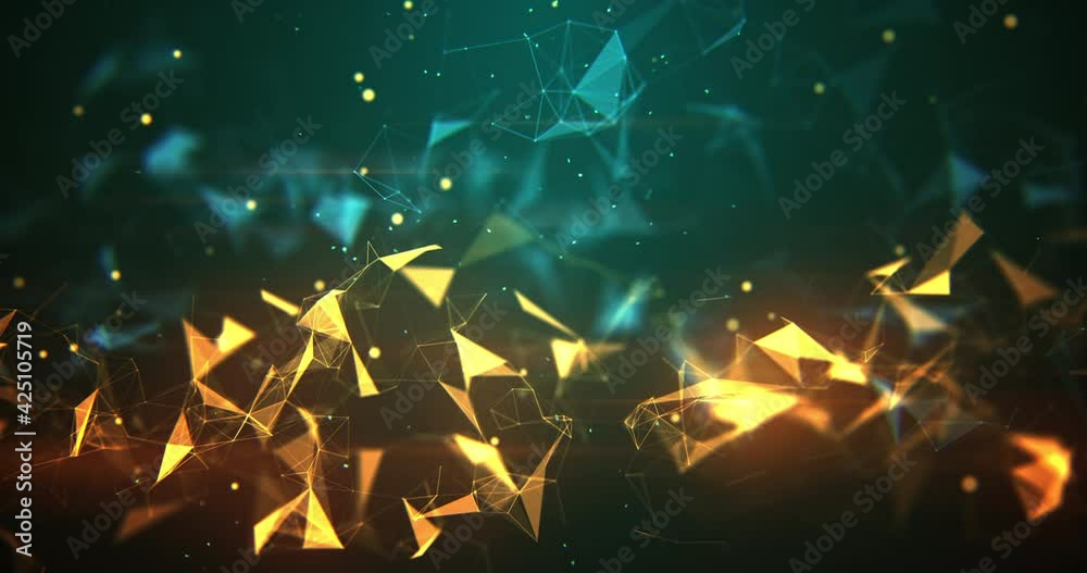 Geometric abstract background with connected line and dots. Animation background shapes loop