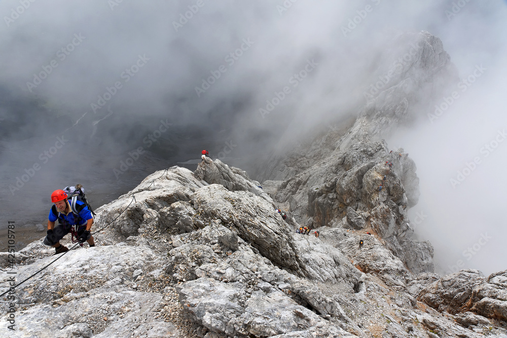 Climbing on Koenigsjodler route, Austria