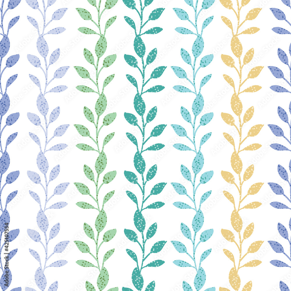 Colorful Leaf Striped Seamless Pattern Background