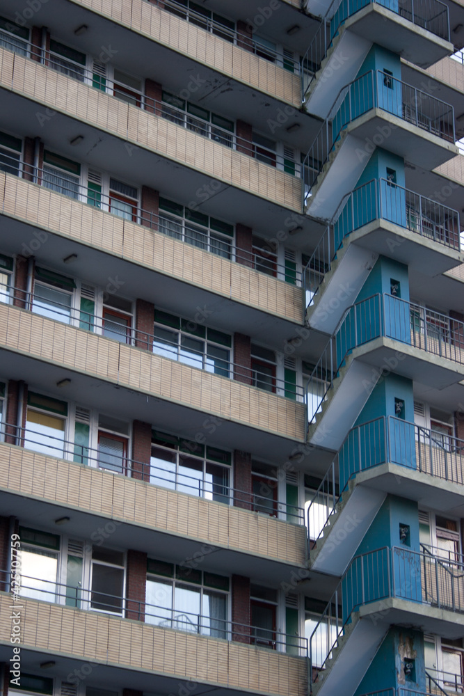 Van Adrichemstraat, a modernist apartement building from 1964 in Delft, The Netherlands, by Architectenbureau Tol, Noordhoek en De Ruyter