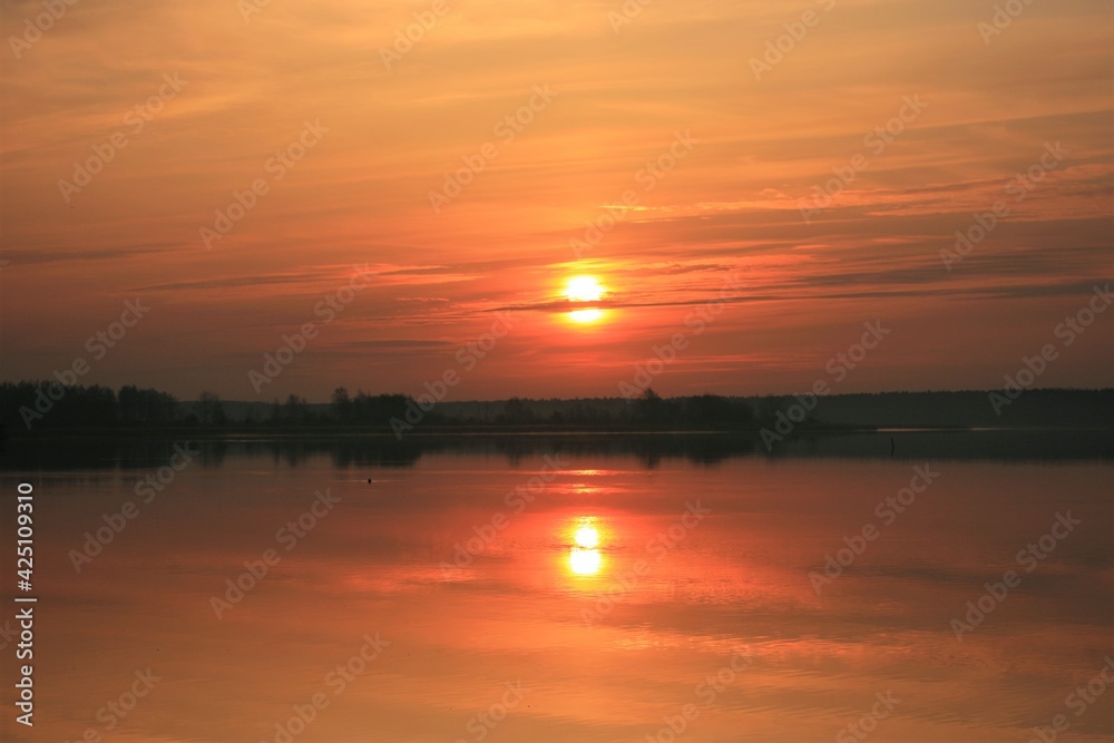 sunset on the lake