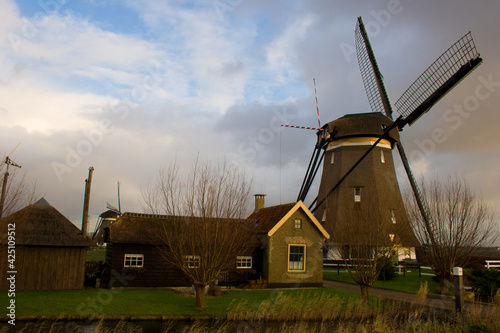 Windmill in the Rottemeren (Bleiswijk, The Netherlands) near Rotterdam.  photo